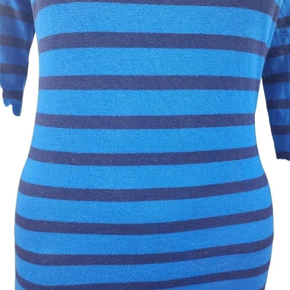 Derek Hearts Brand Blue/Navy Blue Stripe 3/4 Sleeve Tshirt Dress Size Small - Picture 2 of 6